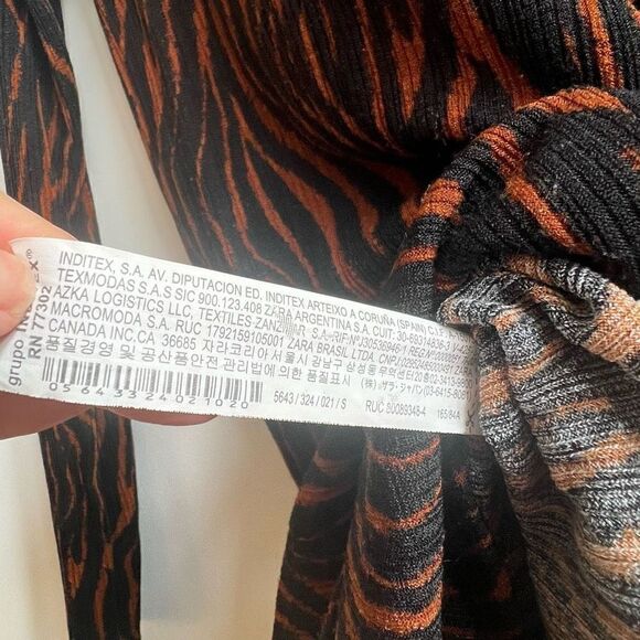 Zara Women's Turtle Neck Long Sleeve Textured Animal Print Body Con Midi Dress B - Picture 5 of 10